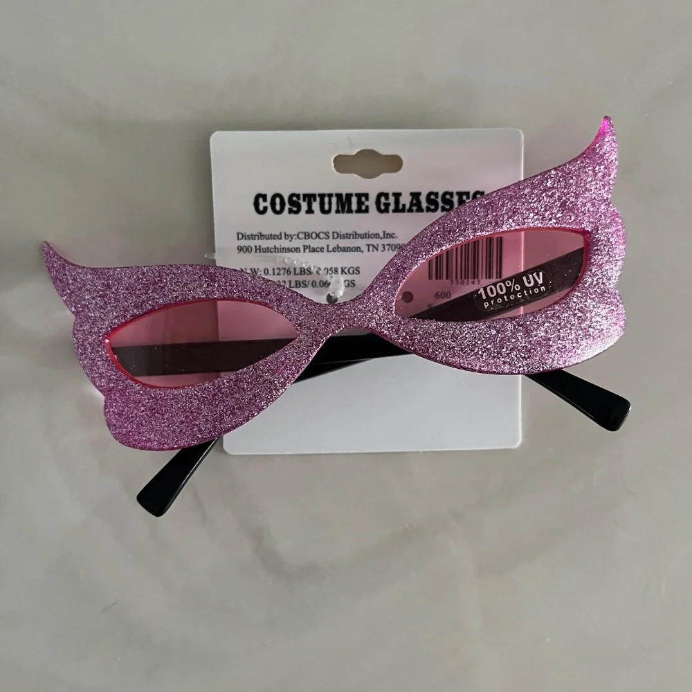 NWT Pink Glitter Cat Eye Sunglasses UV Protection Y2K Whimsigoth